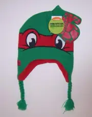 TMNT TEENAGE MUTANT NINJA TURTLES RAPH Knit TRAPPER HAT BEANIE Cap & GLOVES SET