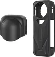 Silicone Protective Case for Insta360 X5 Camera with Lens Protective Cover, Anti-Scratch Silicone Case Cover Soft Lens Cap Guard Protection Frame Lens Guard Accessories (Gray) (Black)