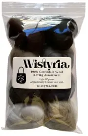 Wistyria Editions Wool Roving 15" .25oz 8/Pkg-Dark & Stormy (Pack of 1)