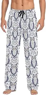 [AIXIWAWA] Mens Pajama Pants-Owl Pattern, Soft Sleep Lounge Pajamas Bottoms with Pockets Drawstring S