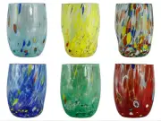 Set of 6 Six Murano Millefiori Glass Drinking Art Tumblers Multi