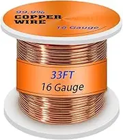 UCINNOVATE 99.9% Pure Copper Wire, 16 Gauge/ 1.3 mm Diameter 33Feet Soft Pure Copper Wire, 16 AWG 10m Solid Pure Copper Wire for Jewelry Making Wire Craft Wire