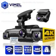 WIFI Triple Channel Dash Camera 256GB Front Rear Lens UHD 4K Wireless Mobile App