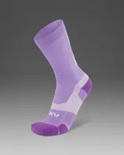 Vectr Light Cushion Crew Socks, 2XU, M, Grape Fizz/White, Unisex