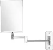 MIRRORVANA Frameless Wall-Mounted Wall Mount Mirror for Bathroom with 11" Extension Swivel, No Magnification, Rectangular 8.7" x 6.3" Surface, Chrome