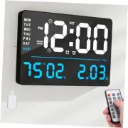 16" LED Digital Wall Clock with Large Display,Alarm Clock with Digital Blue