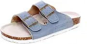 [Asifn] Women Men Slide Cork Sandal Flat Adjustable Strap Buckle Slip on Casual Open Toe Shoes Suede Summer