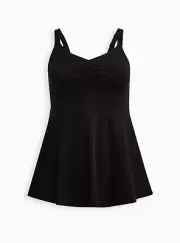 Torrid Foxy Cinched Front Peplum Top Black Plus Size 4 4X 26 #H15360