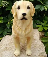 在飛比找Yahoo!奇摩拍賣優惠-4185A 樹脂黃金獵犬造型擺件 站姿黃金獵犬仿真狗裝飾品 