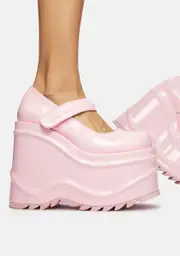 [Demonia] Pink Take A Risk Platform Mary Janes