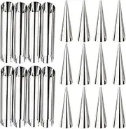 Cream Horn Molds Stainless Steel Cone Tubular Shaped Mold for Cannoli Tubes Danish Pastry Croissant Shell Ice Cream Puff Waffle Cream (cream cone) 12pcs standing cone shape,6pcs Tubular Shaped
