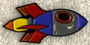 ROCKET SHIP SPACE SHIP BLAST OFF METAL & ENAMELED GOLF BALL MARKER C6