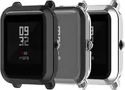 Turnwin intended for Amazfit GTS 2 Mini Case, Soft Flexible TPU Silicone Shock-Proof and Scratch-Resistant Protector Cover Case intended for Amazfit GTS 2/ Pop Pro Mini Bands Smartwatch (Black,Clear,Silver)