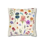 Floral Garden Square Pillowcase - Decorative Polyester Cushion for Home Decor