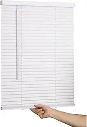 [LOTUS & WINDOWARE] Cordless, 1 Inch Vinyl Light Filtering Blind, 22" Wide x 72" Long, 1 Inch Slats, Smooth, White
