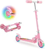 Hyiatyo Foldable Scooter Children 6 Years with LED Wheels, Children's Scooter from 3-10 Years, Foldable Children's Kick Scooter for Boys and Girls
