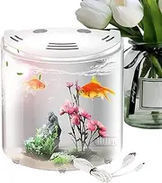 Small Fish Tank - Betta Aquariums With Filter & Light | Desktop Aquarium | | 20x14x21cm Water Pump Integrated | Clear Fishes Tanks Container, Transparent Fissh Bowl For Snails Shrimp Starfish
