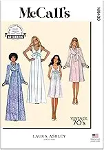 McCall's Misses' Vintage 1970's Robe and Nightgown Sewing Pattern Kit by Laura Ashley, Design Code M8430, Sizes XS-S-M, Multicolor