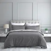 Jason Commercial Easy-Care Studio Stripe Quilt Cover with Pillowcase Slate