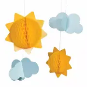 You Are My Sunshine Tissue Balls And Clouds, Party Decor, 6 Pieces