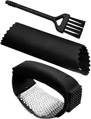 Garlic Presser,Stainless Steel Garlic Mincer Tool | 2 in 1 Crusher Peeler Set with Cleaning Brush, Dishwasher Safe Kitchen Gadgets, Hand Tools for Effortless Smashing