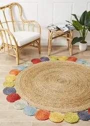 Rug Culture Multi Hand Braided Jute Bohemian Flatwoven Round Rug