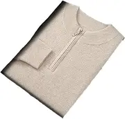[Hamthuit] Men Half High Neck Sweater Men's Half Zipper Pullover Casual Knitwear Sweater Long-Sleeved Business Sweater