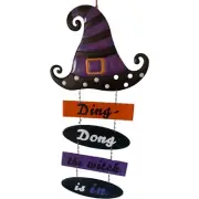 Halloween Metal Wall Hanging Witch Hat Ding Dong The Witch Is In 24" New