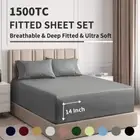 1500TC Fitted Sheet Set Pillowcase Single/Double/Queen/King 3pcs Hotel Quality