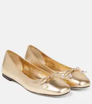 [Jimmy Choo] Jimmy Choo Elme metallic leather ballet flats AU 7 gold