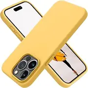 [OTOFLY] Compatible with iPhone 15 Pro Max Case,[Silky and Soft Touch Series] Premium Soft Liquid Silicone Rubber Full-Body Protective Bumper Case for iPhone 15 Pro Max (Yellow)