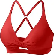 [ULTREAGLE] Strappy Sports Bras for Women - Open Back Padded Yoga Gym Bra Low Impact Womens Workout Tops