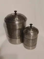 Old Dutch 2- Piece Antique Embossed "Victoria" Canister Set Silver