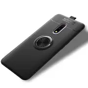 Metal Ring Holder 360 Degree Rotating TPU Case for OPPO Realme X / K3(Black+Black)