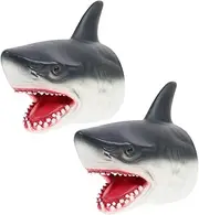 ERINGOGO 2Pcs Shark Hand Puppets for Educational Storytime Finger Interactive Play for Imagination Communication Skills Development Safe Natural Material Fun Shark Design