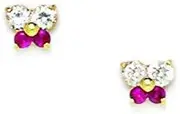 [JewelryWeb] 14k Yellow Gold Red CZ Simulated Diamond Butterfly Angel Wings Screw Back Earrings 5x5mm Stud Earring for Women
