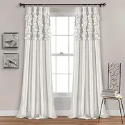 Lush Decor Circle Dream Window Curtain Panels, White, Set of 2