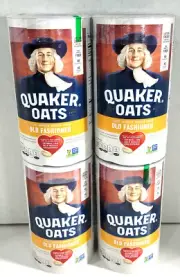 Lot Of 4 Canisters Of Quaker Oats Oatmeal 18oz each - Old Fashioned Flavor