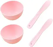 2pairs Pink Silicone Mixing Bowl for Face Masks Bowl Spatula for Masks Rubber Facial Mask Mixing Bowl Plastic Spatula Bowl
