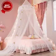 Comfort Blue Star Lace Net Bed Canopy Curtain (White Star)