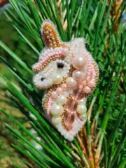 Crystal Art Beadwork kit for creating brooch BP-244C Unicorn