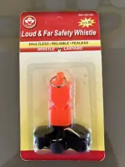 Loud And Far Safety Whistle W/ Lanyard Orange 115 dB New