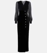 [Alessandra Rich] Alessandra Rich Velvet and georgette gown AU 12 black