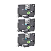 3PK 0.47" Black on Clear TZe-131 label tape For Brother P-touch PT-D210 TZ-131