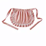 women's Waist Apron With Two Pockets Half Apron Waitress Servant Costume Aprons For Kitchen Cooking Restaurant Coffee Shop Pink-White