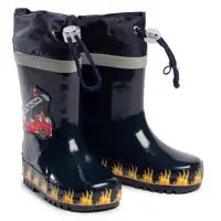 在飛比找momo購物網優惠-【Playshoes】天然橡膠中筒束口防水兒童雨鞋-消防車(