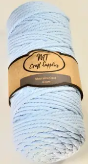 MT Craft 110 Yards 4mm, 10 LB MACRAME Cord 100% Cotton, Mint Blue