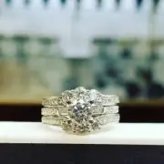 2.40Ct Round Cut Certified Moissanite 14k Gold Plated 925 Enhancer Wedding Ring