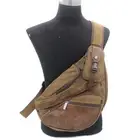 Men Canvas Leather Sling Chest Bag Travel Cross Body Single Shoulder Bag