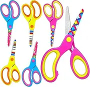 6PACK Kids Scissors Safety Children Scissors for School, Small Toddler Child Scissors with Blunt-Tip Floral Print Blade and Comfort Grip for DIY Arts School Classroom Supplies (3 Colors)